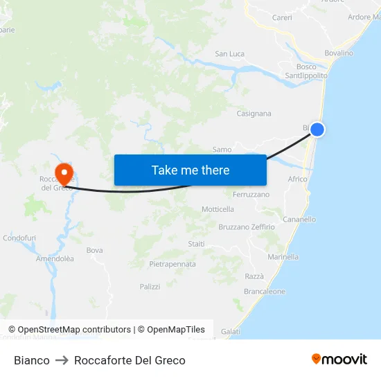Bianco to Roccaforte Del Greco map