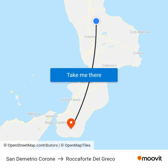 San Demetrio Corone to Roccaforte Del Greco map