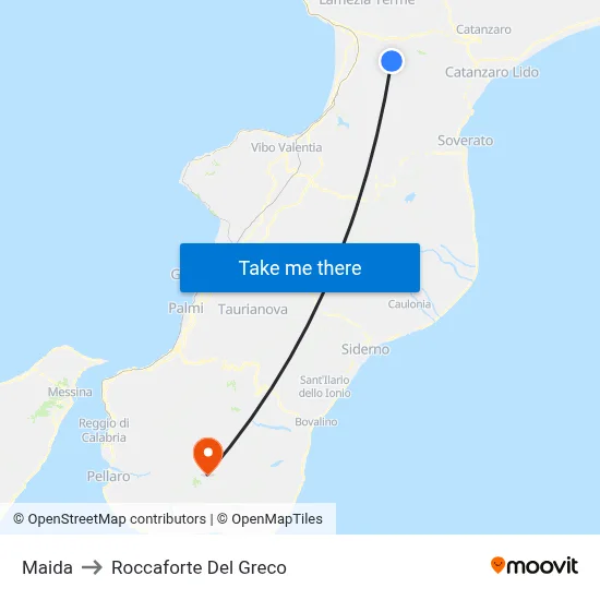 Maida to Roccaforte Del Greco map