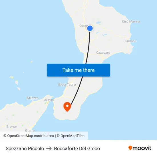 Spezzano Piccolo to Roccaforte Del Greco map
