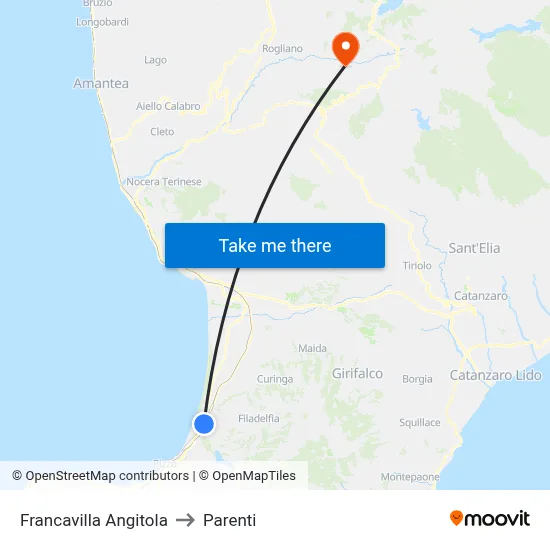 Francavilla Angitola to Parenti map
