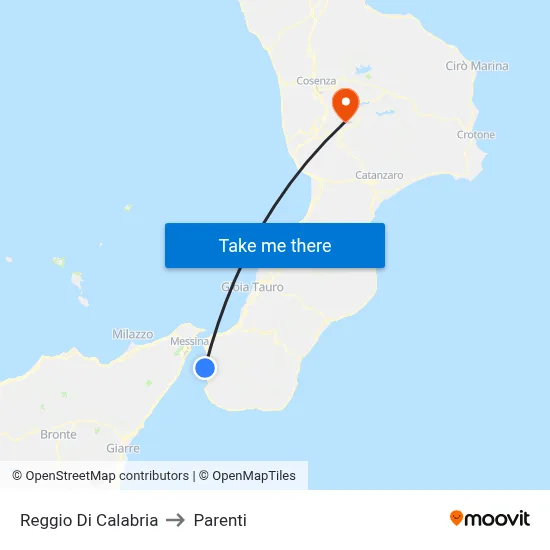 Reggio Di Calabria to Parenti map