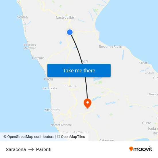 Saracena to Parenti map