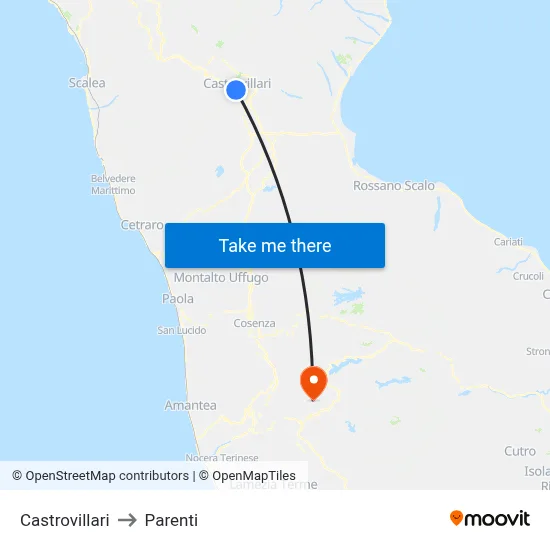 Castrovillari to Parenti map