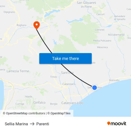 Sellia Marina to Parenti map