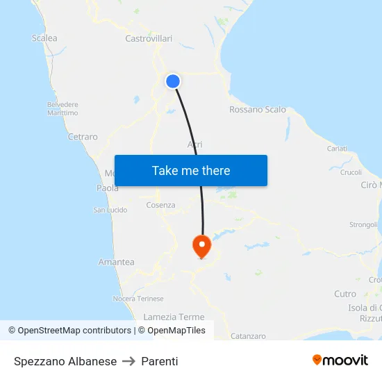 Spezzano Albanese to Parenti map