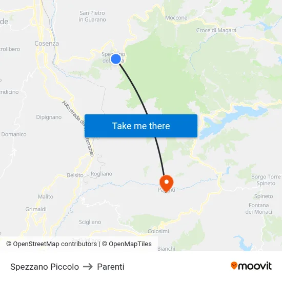 Spezzano Piccolo to Parenti map