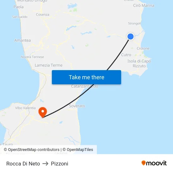 Rocca Di Neto to Pizzoni map