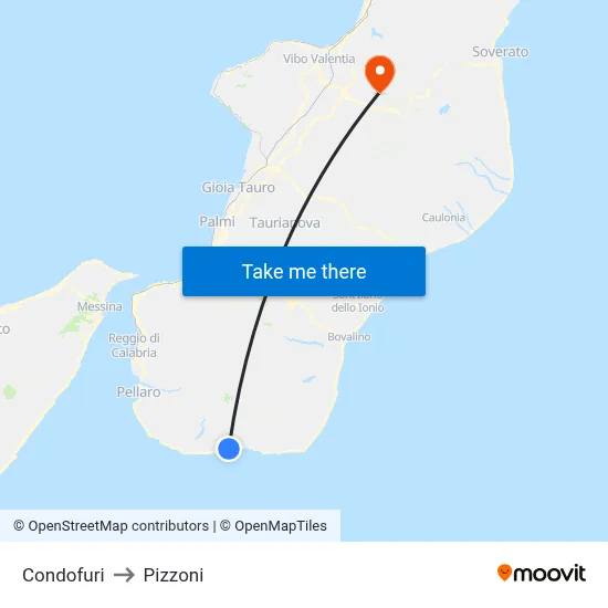 Condofuri to Pizzoni map