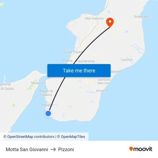 Motta San Giovanni to Pizzoni map
