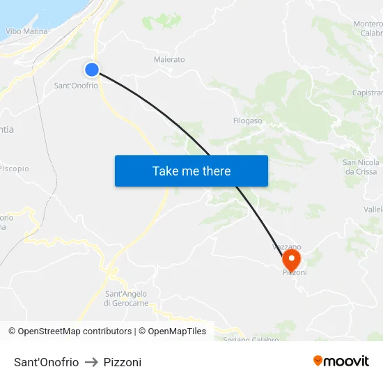 Sant'Onofrio to Pizzoni map