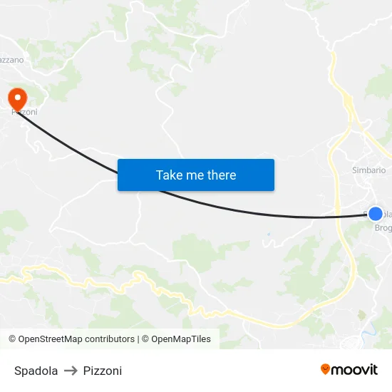 Spadola to Pizzoni map