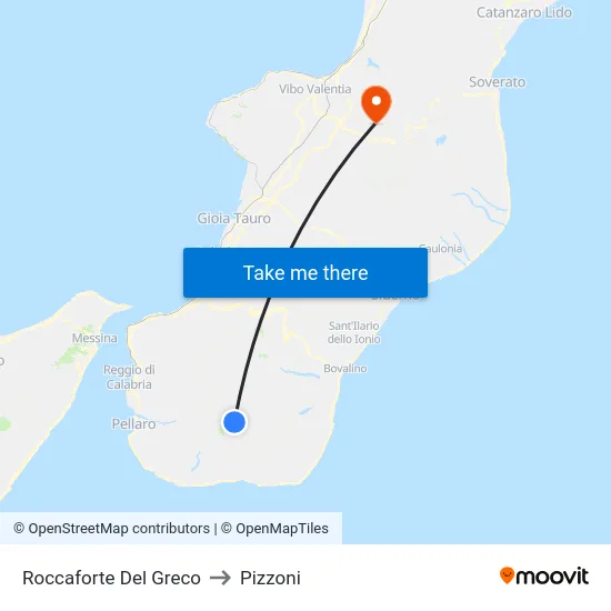 Roccaforte Del Greco to Pizzoni map