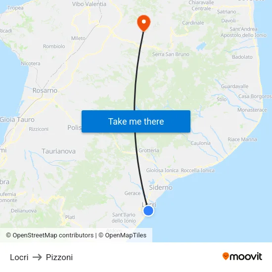 Locri to Pizzoni map