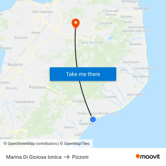 Marina Di Gioiosa Ionica to Pizzoni map