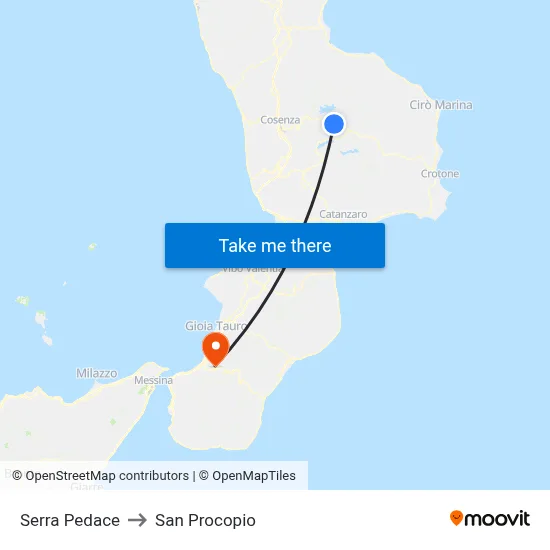 Serra Pedace to San Procopio map