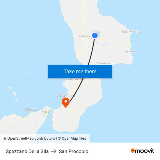 Spezzano Della Sila to San Procopio map