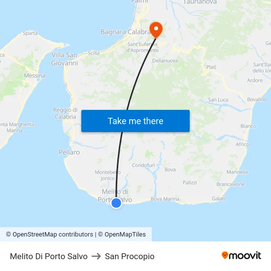 Melito Di Porto Salvo to San Procopio map