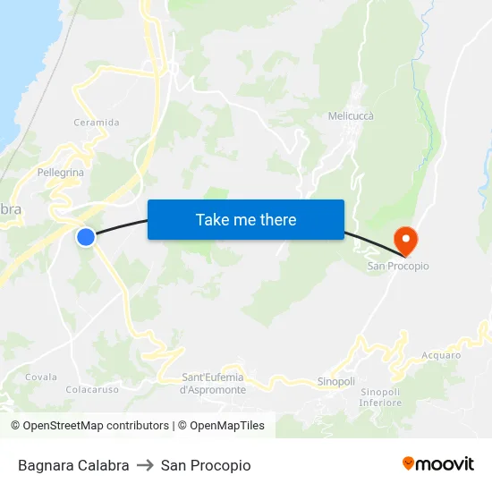Bagnara Calabra to San Procopio map
