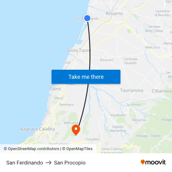 San Ferdinando to San Procopio map