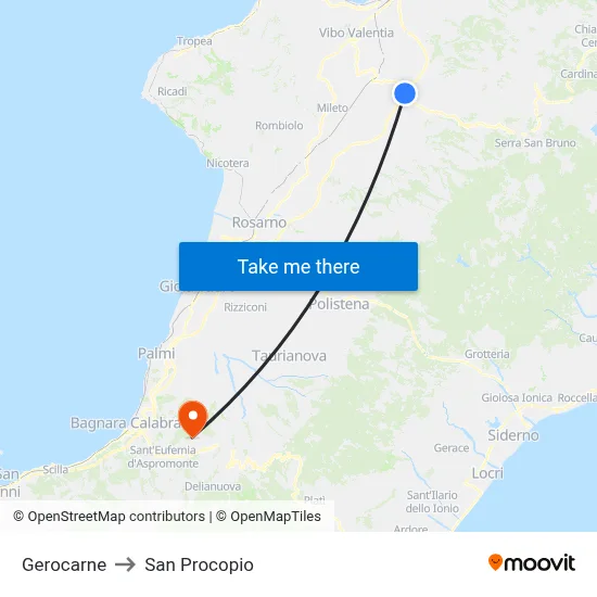 Gerocarne to San Procopio map
