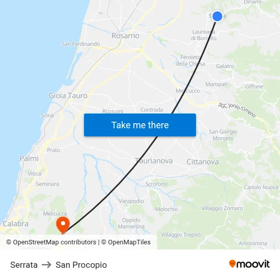 Serrata to San Procopio map