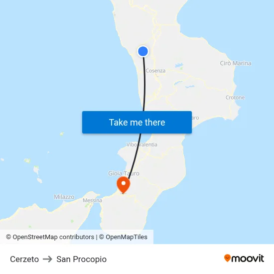 Cerzeto to San Procopio map