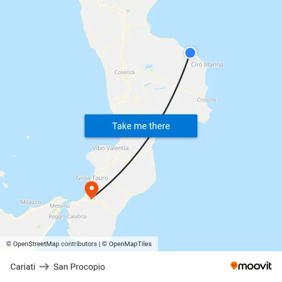 Cariati to San Procopio map