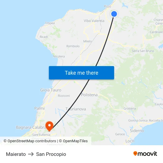 Maierato to San Procopio map