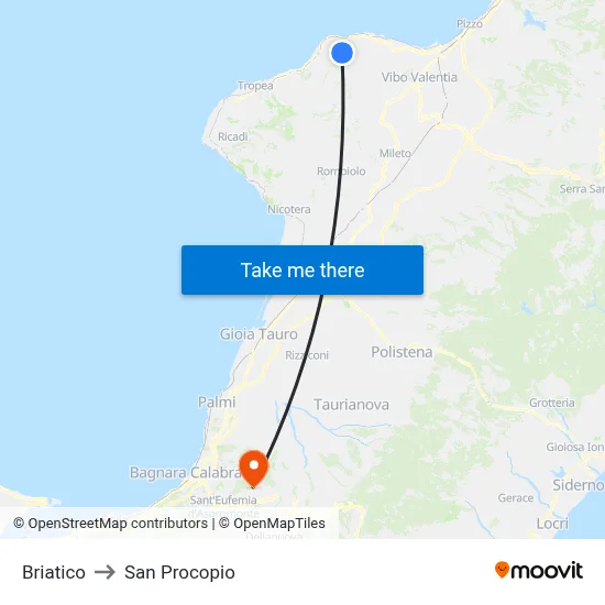Briatico to San Procopio map