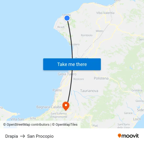 Drapia to San Procopio map