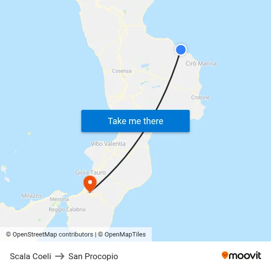 Scala Coeli to San Procopio map