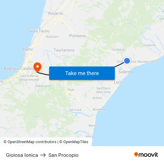 Gioiosa Ionica to San Procopio map