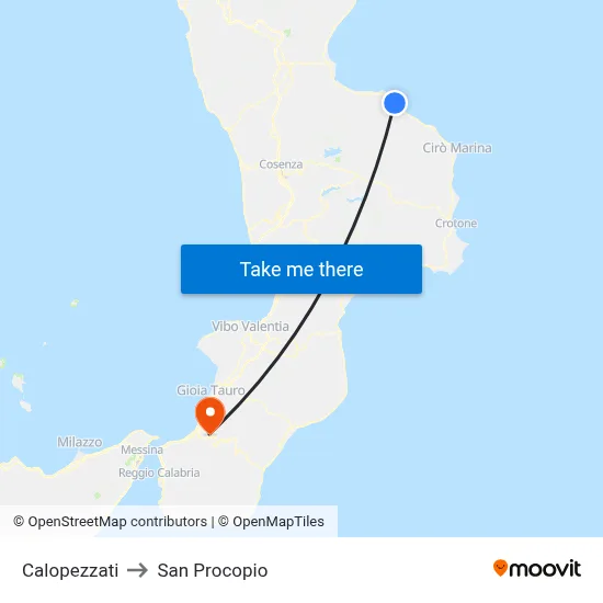 Calopezzati to San Procopio map