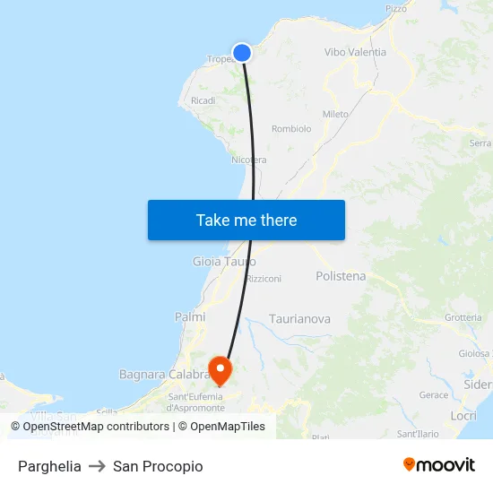 Parghelia to San Procopio map