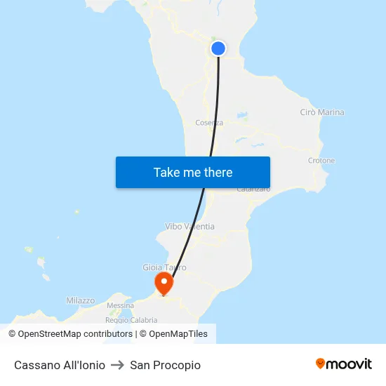 Cassano all'Ionio to San Procopio map
