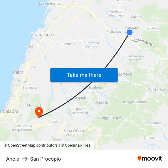 Anoia to San Procopio map