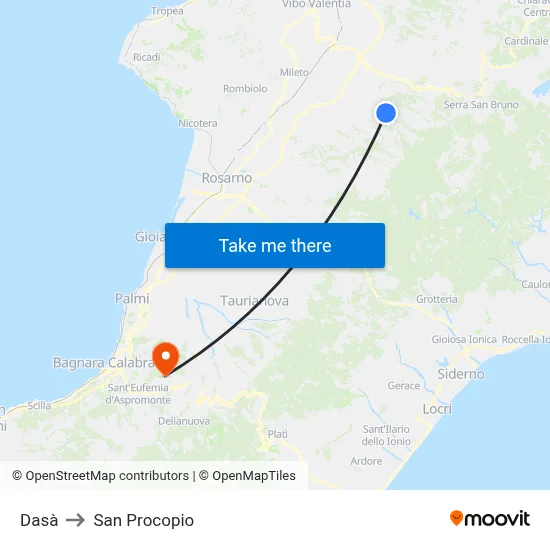 Dasà to San Procopio map