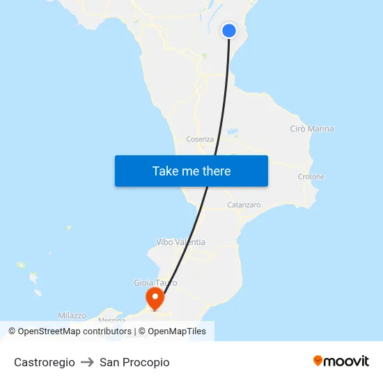Castroregio to San Procopio map