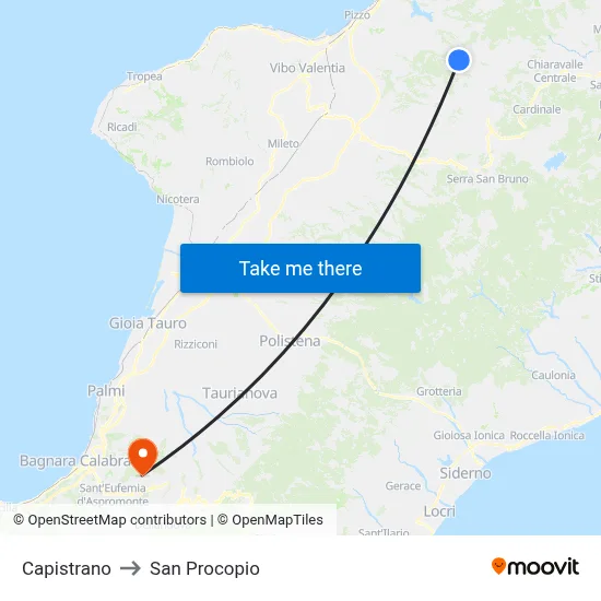 Capistrano to San Procopio map