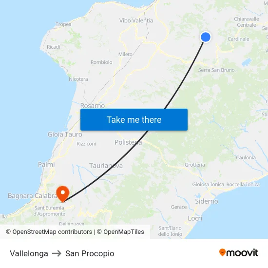 Vallelonga to San Procopio map