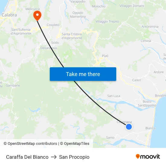 Caraffa Del Bianco to San Procopio map