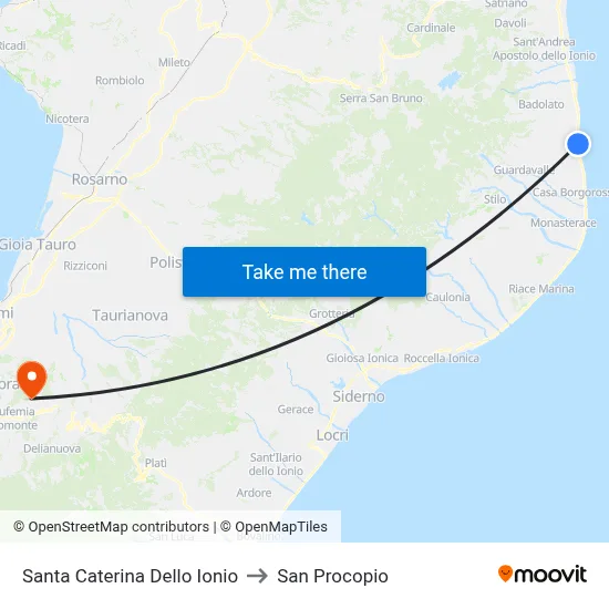 Santa Caterina Dello Ionio to San Procopio map