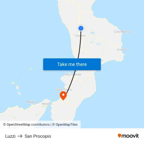 Luzzi to San Procopio map