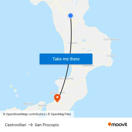 Castrovillari to San Procopio map