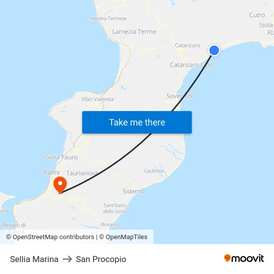 Sellia Marina to San Procopio map