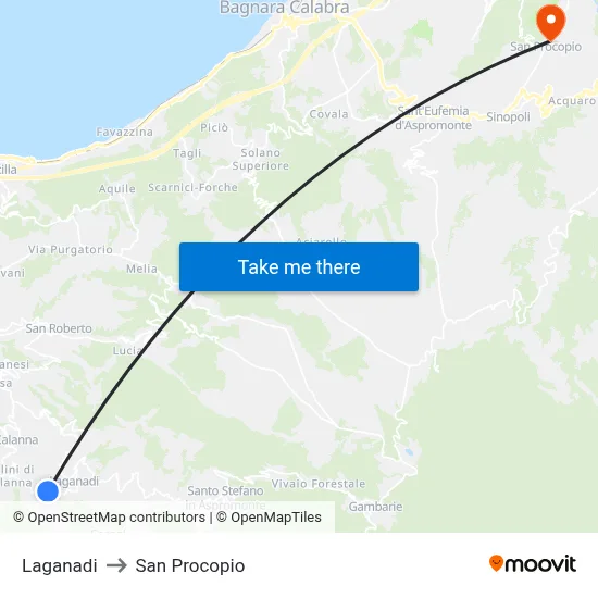 Laganadi to San Procopio map