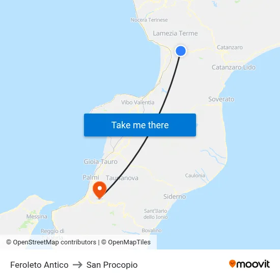 Feroleto Antico to San Procopio map