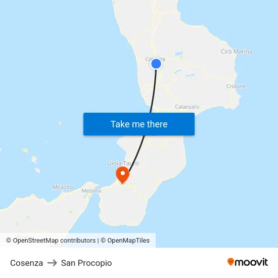Cosenza to San Procopio map