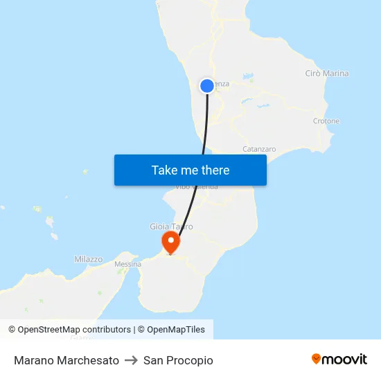 Marano Marchesato to San Procopio map